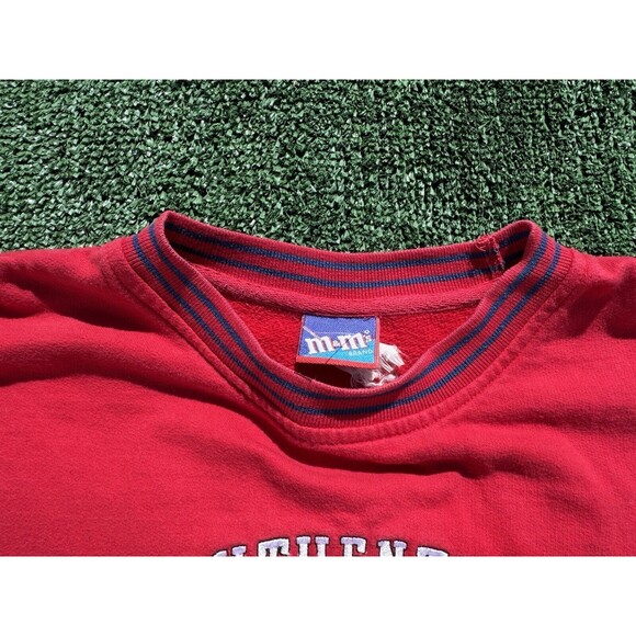 Vintage 90s M&Ms Pullover Sweatshirt Red Embroidered Adult Large MnMs MARS - Picture 3 of 8